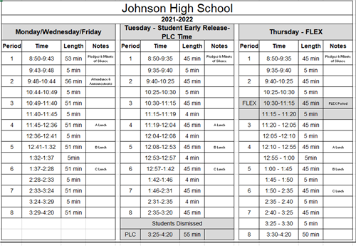 JHS Bell Schedule 